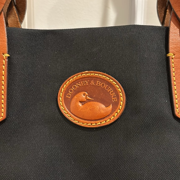 Dooney and Bourke Classic Black Tote Bag with Brown Leather Accents - Picture 3 of 8